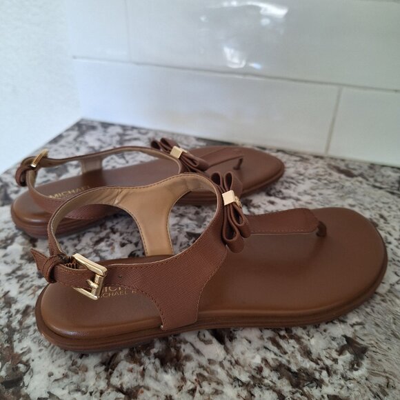 Michael Kors Brown Sandals with Gold Accents - Picture 3 of 7